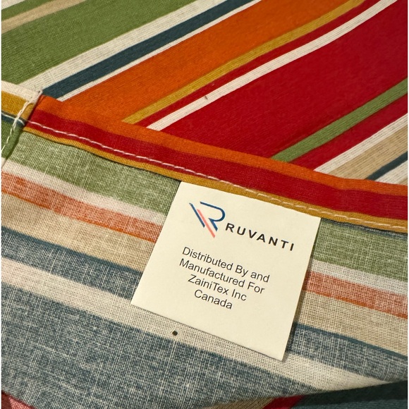 Set of 10 Ruvanti Premium Cloth Napkins Striped Salsa 100% Cotton Washable - Picture 4 of 5